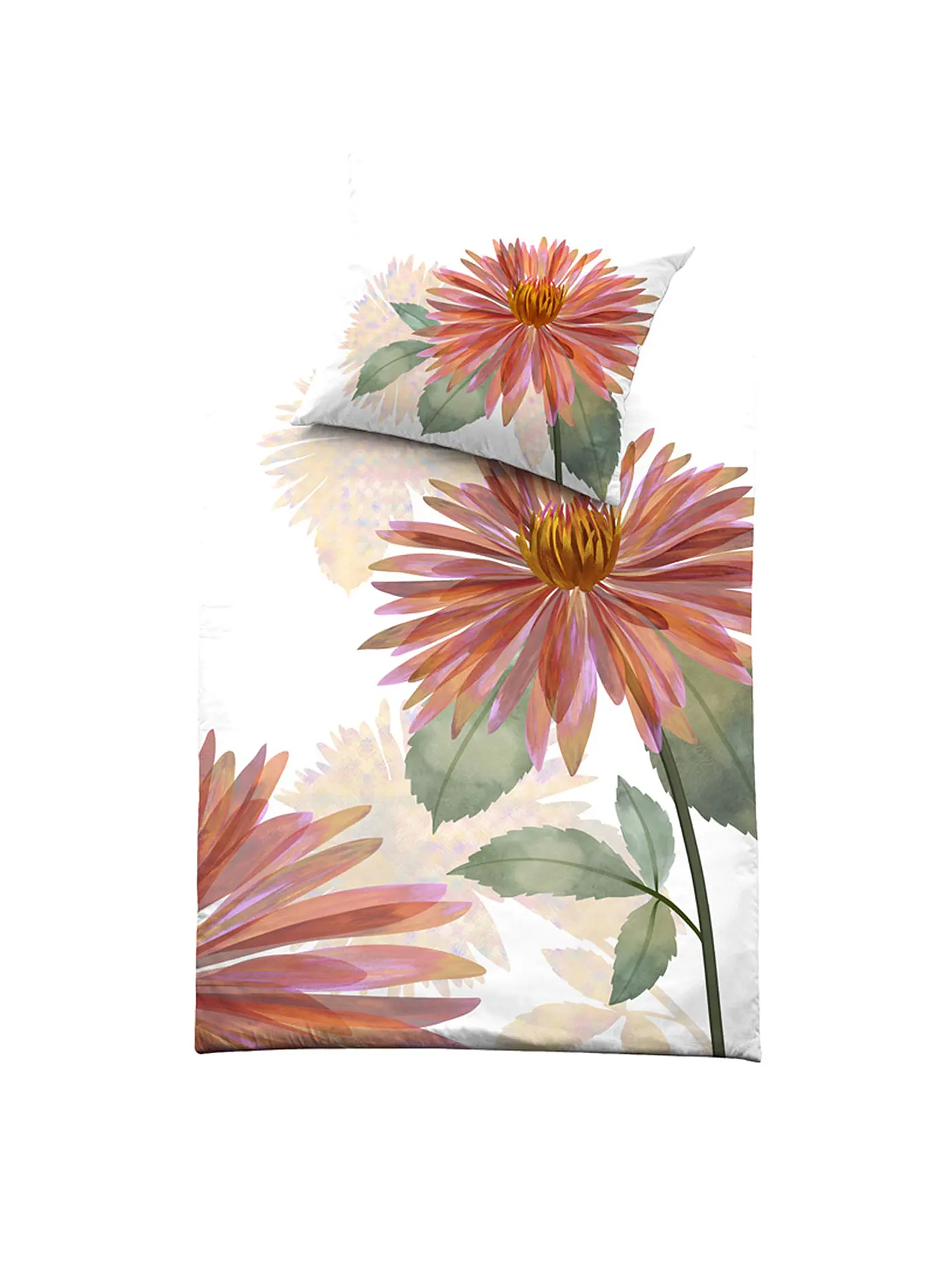 FUSSENEGGER | Satin Bettwäsche Schweizer Satin 70x90cm/140x200cm Dahlie | 
